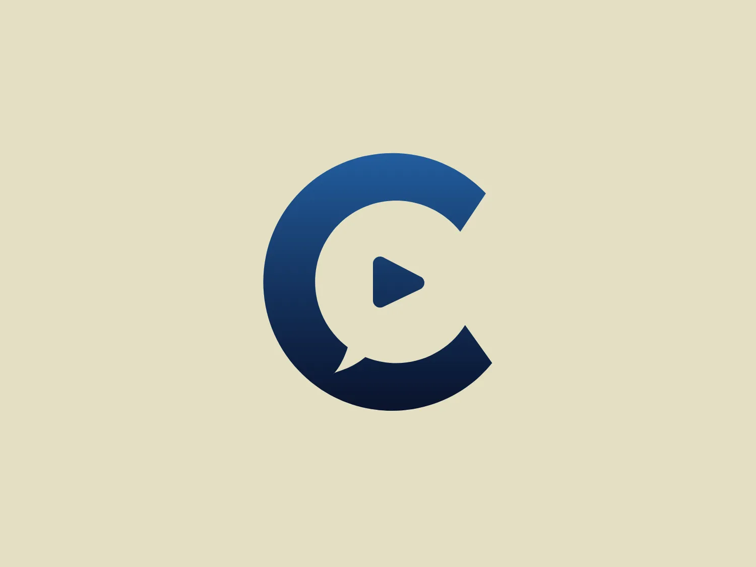 The Cineversity logo features a stylized letter "C" in a bold, modern sans-serif typeface, encapsulating a play button symbol that points rightward. The letter and symbol combination is rendered in a gradient of navy to medium blue, adding depth and a sense of dynamism. The play button signifies motion or action, suggesting that the brand is related to media, video, or audio content. The clean lines and contemporary look give the logo a professional and cutting-edge aesthetic.