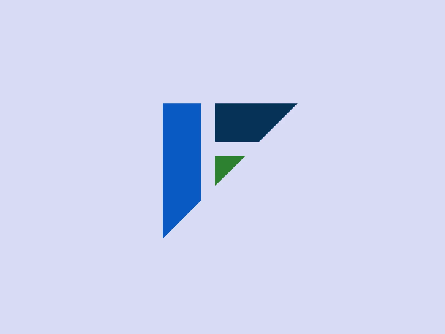 The FW Cook logo features a stylized, abstract representation of the letter 'F' with a geometric design. The main component is a vertical blue rectangle on the left that suggests the backbone of the letter 'F.' Attached to the right side is a smaller green shape, forming the horizontal stroke with an angled cut, interpreting the crossbar of the 'F.' The color palette uses deep blue and green hues that exude professionalism and modernity. The design is clean, with sharp edges and a flat aesthetic, promoting a sense of efficiency and forward-thinking.