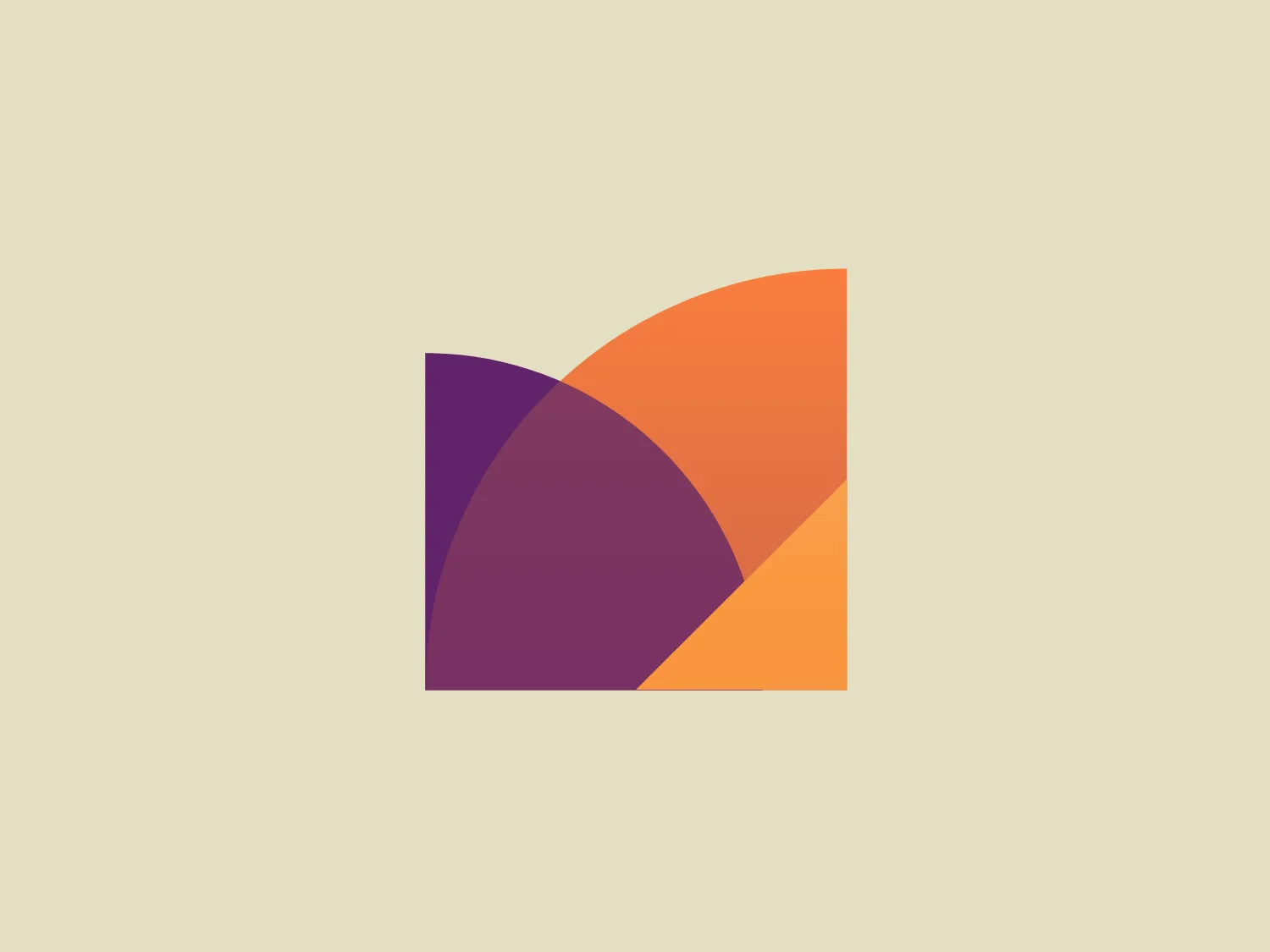 The Montessori Mondial logo features a modern and minimalistic geometric design with three overlapping shapes resembling a stylized letter 'N' or folded corners. The primary colors - deep purple, vivid orange, and muted yellow - are arranged in a gradient fashion to create depth and dimension. The balance between warm and cool tones, along with the clean lines, contributes to the overall aesthetic. The white space within and around the shapes creates a visual path that guides the eye across the logo.