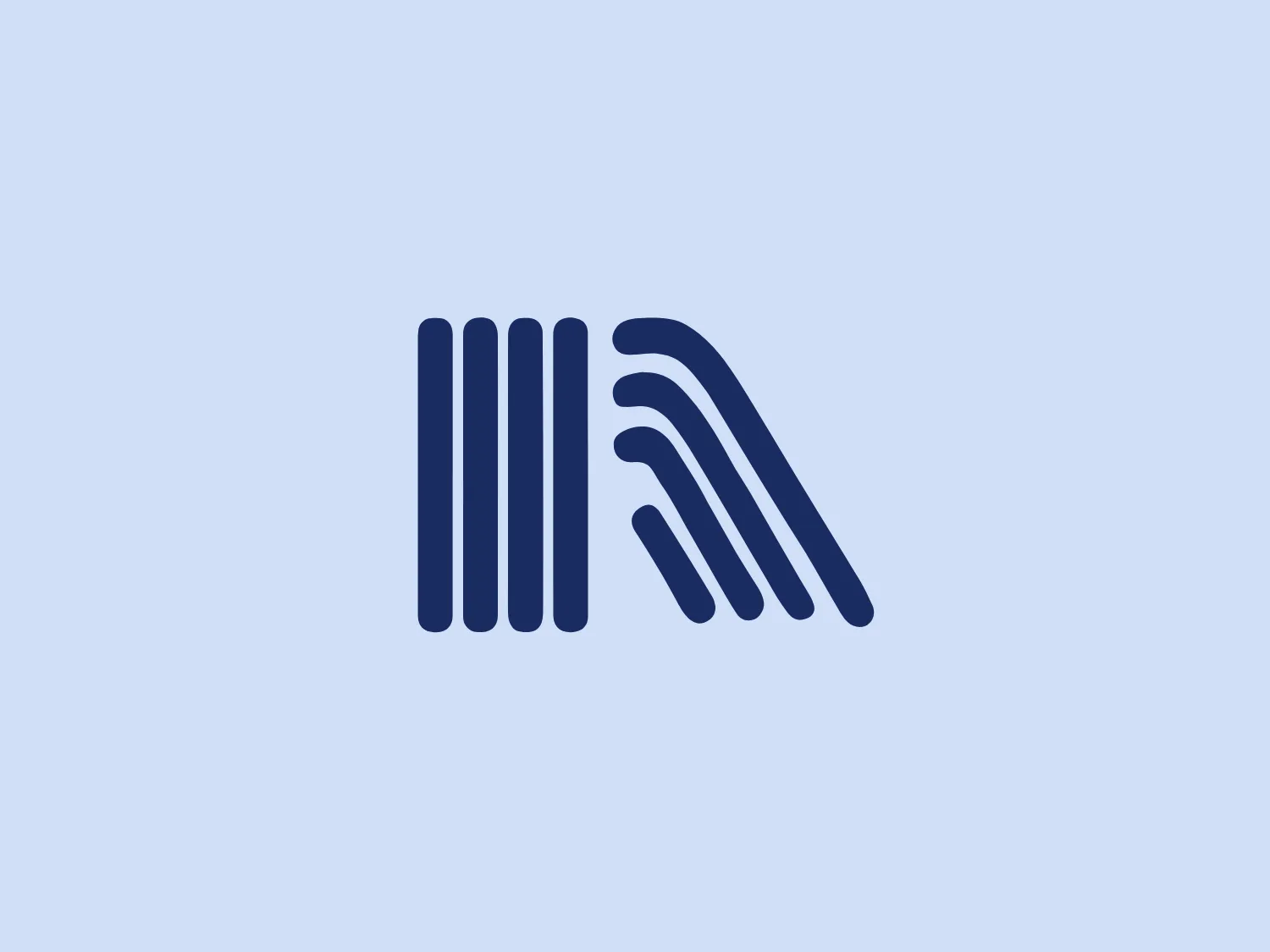 The Nishat Group logo features a simple, modern design consisting of vertical and curved lines that create an abstract representation. There are nine lines in total, with the first five being straight vertical bars that progressively decrease in height, creating a stepped pattern. These transition smoothly into the subsequent four lines that curve to the right, implying motion or a dynamic transformation. The logo uses a monochromatic color scheme with a deep navy blue hue, which gives it a professional and clean look. The design is reminiscent of a stylized book spine or could suggest growth and progress if interpreted as a bar graph bending into a new direction.