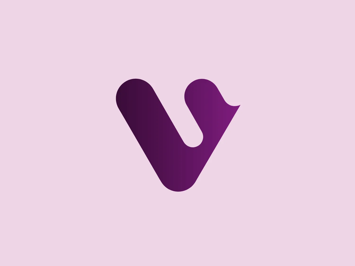 The Viggle logo features a stylized letter 'V' with a modern design. Utilizing a gradient transitioning from dark to lighter purple, the logo embodies a sense of depth and dimension. The 'V' shape has a smooth curvature, tapering down to a sharp point at the bottom, while the top right end includes an artistic flair, adding a unique character to the design. The shades of purple used make it suitable for a light and neutral background.