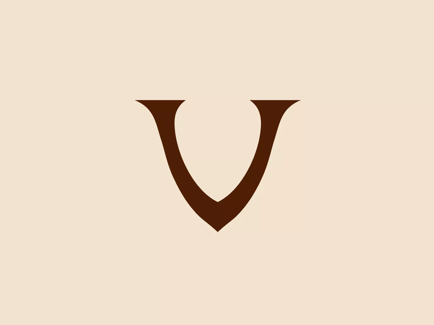 The Voila Leather logo is a minimalist design featuring a stylized, dark brown letter ‘V’. This ‘V’ is formed by two bold, diagonal strokes that converge at a sharp point at the bottom and open at the top, creating symmetry and balance. The rich, deep shade of the ‘V’ stands out against a light background, giving a modern and clean aesthetic that suggests sophistication and a contemporary brand identity.
