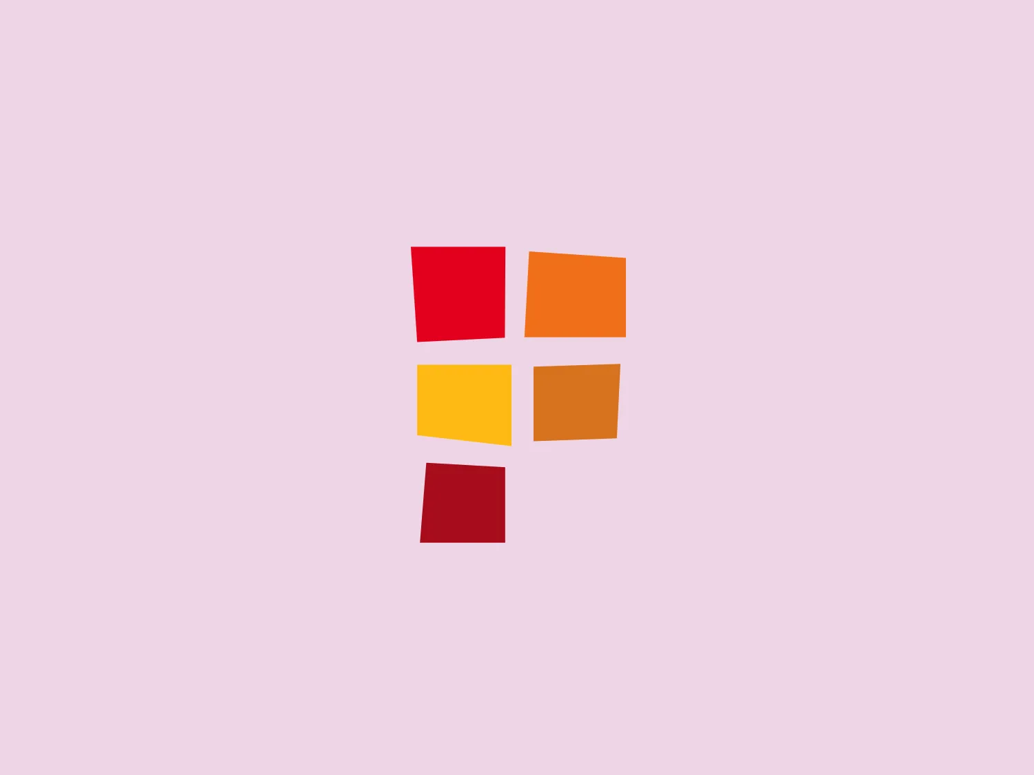 The Factual logo incorporates a grid of four squares, with a centered square below, forming a cross-like shape. The squares have rounded corners, imparting a smooth, modern feel. The color palette includes bold red, bright orange, vivid yellow, and deep maroon, with each color occupying a square. These warm tones contrast with the clean, white background. The design is simple yet dynamic, with asymmetrical balance for visual interest, allowing for versatile use across various mediums.
