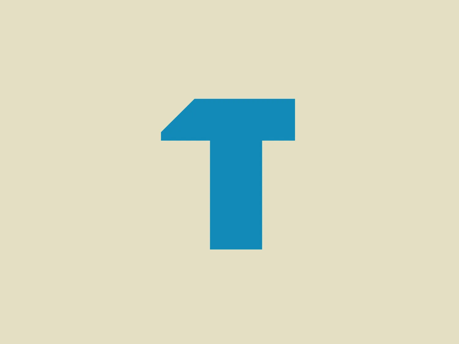 The logo displayed is a simple yet bold design, consisting of Tradify's stylized letter "T" in a bright, flat cyan color. The "T" features a unique cut on the top right corner, giving it a modern and slightly asymmetrical appearance. This geometric modification adds a sense of movement or evolution to the otherwise traditional letterform. The logo’s clean lines and lack of additional embellishments suggest a minimalist design approach, suitable for contemporary branding. The cyan color is vivid and would stand out effectively against a light pastel background.