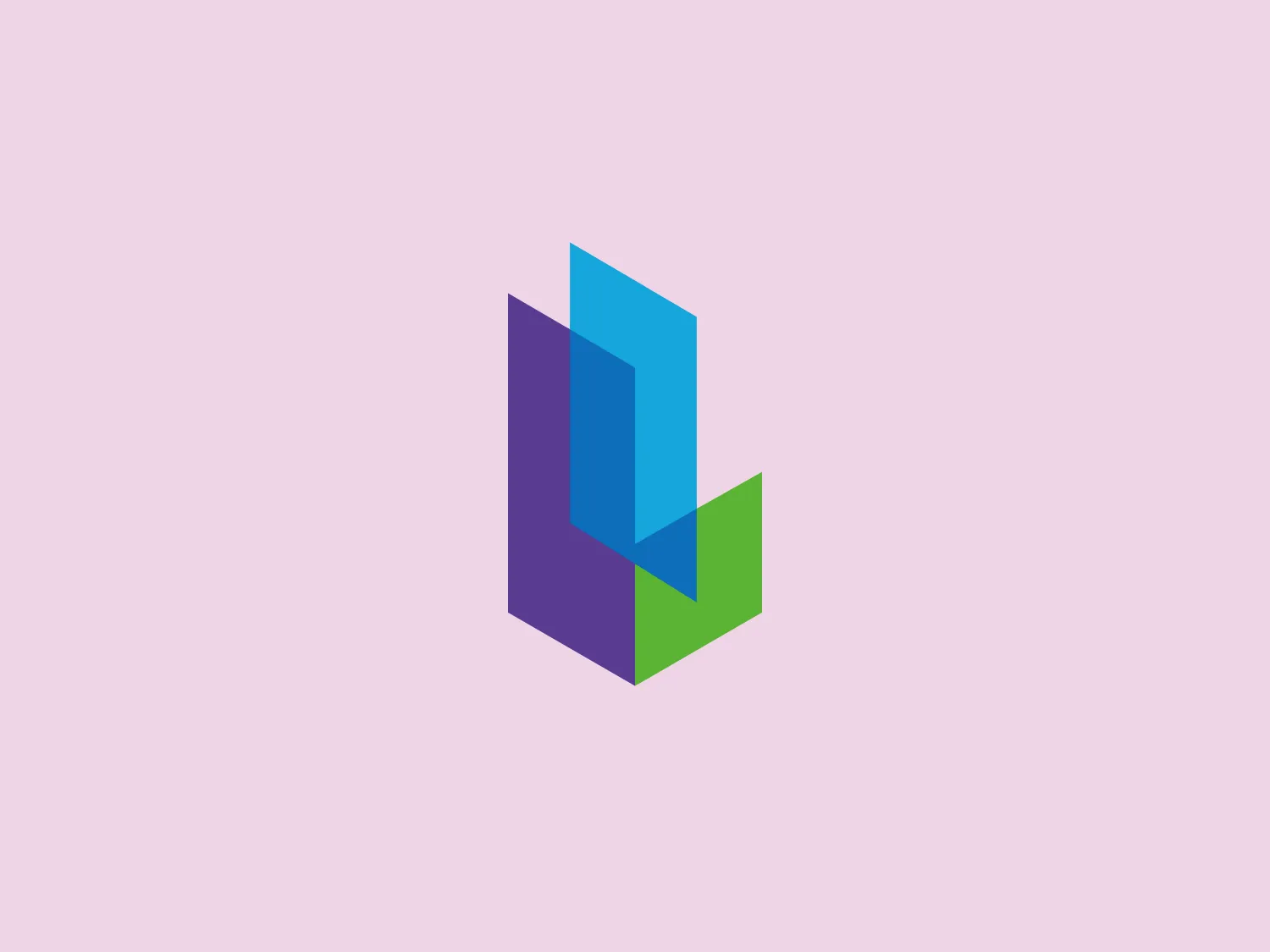 The Latin Business Today logo features an abstract, geometric design composed of three-dimensional rectangular shapes arranged to suggest depth and perspective. The shapes are layered, with a light blue rectangle in front, followed by a deeper blue, a purple rectangle on the back left, and a bright green at the bottom right, creating an interlocking effect. The colors are dynamic and vibrant, likely representing innovation or diversity. The logo has a modern and clean aesthetic with a playful yet professional feel.