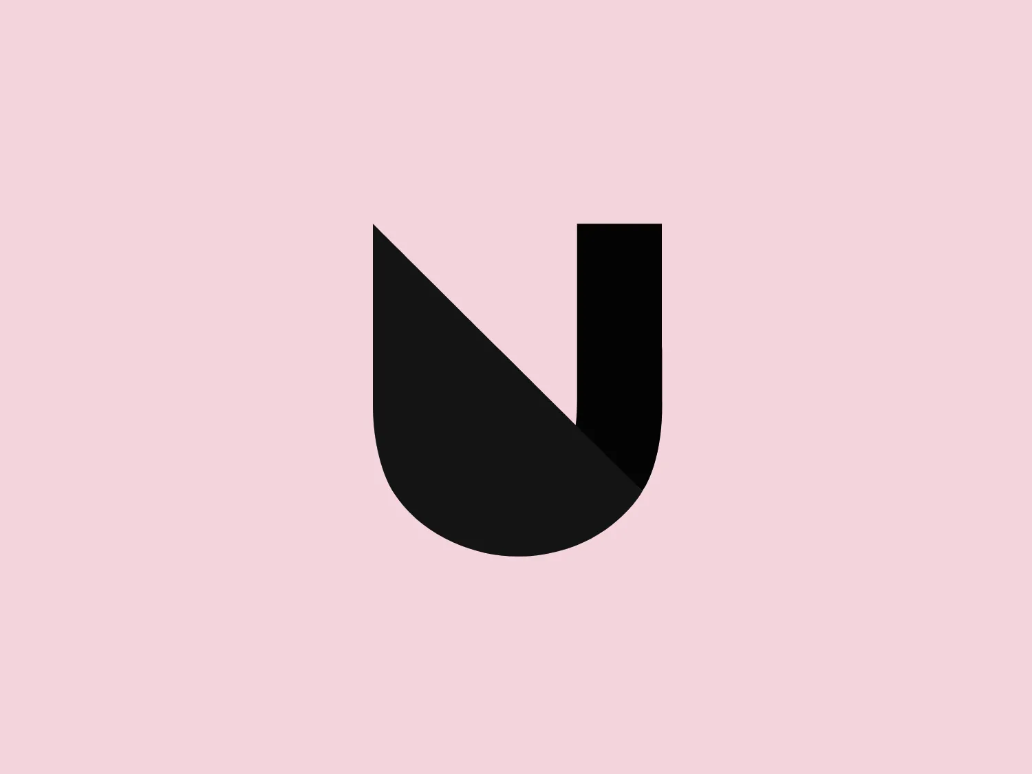 The Utrecht logo is a sleek and modern design consisting of a stylized letter 'J' created with bold, geometric shapes. The bottom portion features a large, red semicircle, while the upward stroke is a black, straight line that doesn't fully connect to the semicircle, implying overlap or interaction. The use of stark red and black colors conveys a strong, dynamic presence, and the minimalist aesthetic adds simplicity to the design.