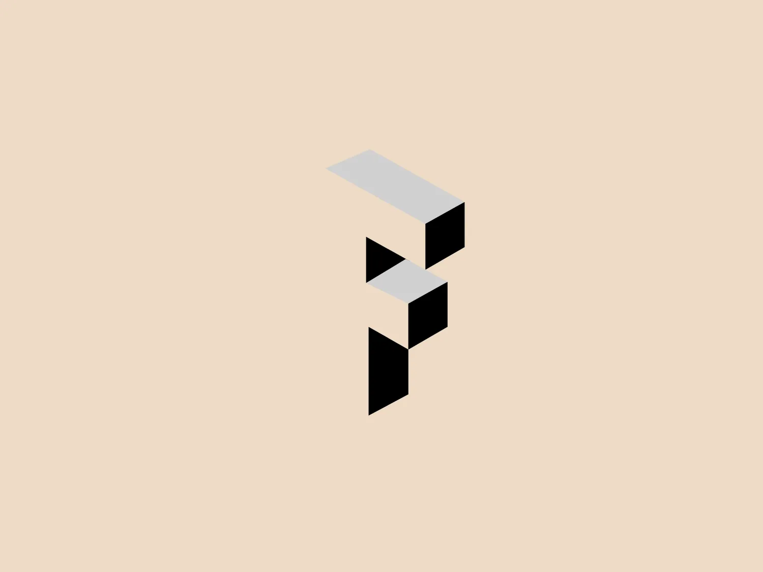 The Floored logo showcases a three-dimensional, isometric design with black and white geometric shapes arranged in a vertical line. The shadows and angles create a 3D illusion, while the minimalist aesthetic and clean lines give it a sophisticated simplicity.
